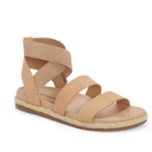 Dilane Espadrille Sandal in Stone Leather NEVER WORN Size 8.5 Lucky Brand